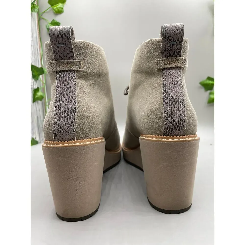 New Toms‎ Wedge Lace Up Tan Woman’s Platform Boots 8